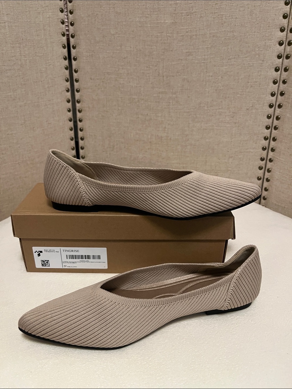 TINGRISE Women's Flats Shoes Pointed Toe Knit Ballet Comfortable size 8 - Picture 2 of 8